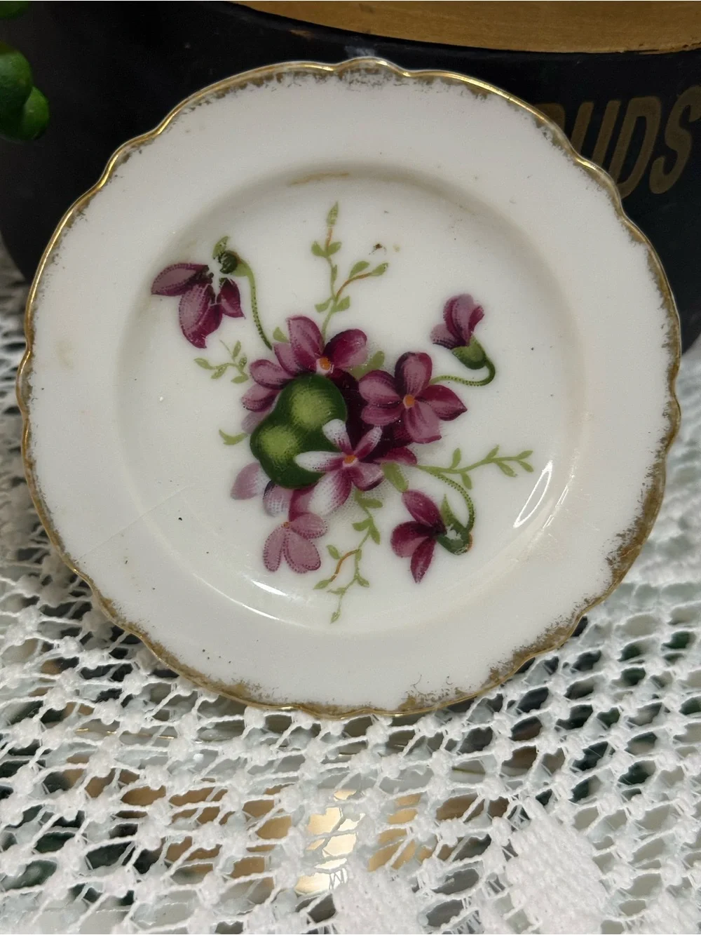 Vintage Miniature Porcelain Floral Plates Butter Pats Lot 2 Hand painted Japan